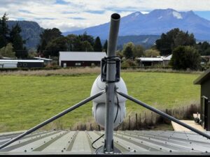 Ohakune Camera on roof with view of the mountain